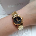 S3ik0 5 Japan Movement AUTOMATIC Stainless GOLD Black Watch for WOMEN. 
