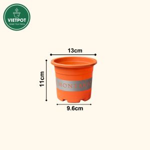 Chậu nhựa trồng cây VIETPOT size13x11cm MONTARIO trồng hoa kiểng để sân vườn để bàn.