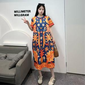 ✨ANNNEW✨ XL- 5XL เดรสพิมลาย ผ้าสกรูบ้า ยืดนุ่นมีกระเป๋าข้าง 2859R