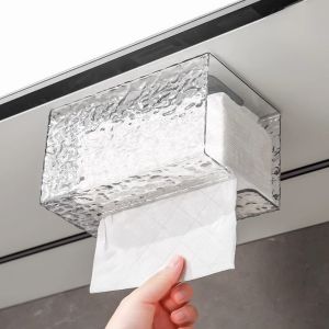 CUNXIN Plastic Tissue Box Creative Wall Mounted Paper Box Storage Container Transparent Napkin Storage Box Paper Drawer
