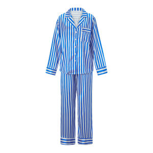 Hirigin Christmas Women Striped Pajamas Set Long Sleeve Satin Shirt Top Elastic Wide Loose Pants 2 Piece Lounge Sleepwear
