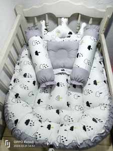 FREE Embroid! 100% Pure Cotton Mall Quality Baby Nest Crib Nest Crown Set (Neutral Print)