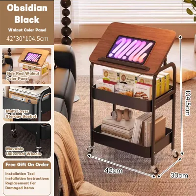 BMZAR Utility Trolley Cart Organizer Rack kitchen Storage Rack with Wheels Bedside Cabinet Bedside Table