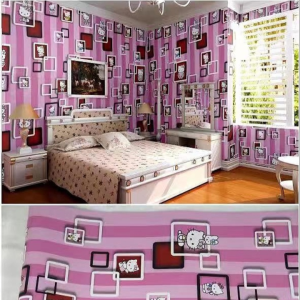 Wallpaper Sticker Hello Kitty Kotak 3D