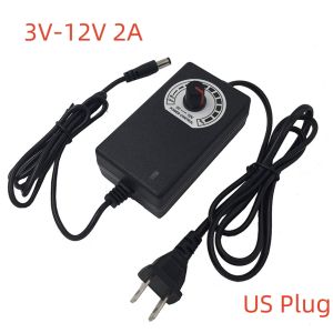 ON/OFF Adapter Adjustable LCD Power Supply Adapter AC 100-240V to DC 3-24V 3A 2-12V 2A AC Power Supply Adapter US Wall Plug with LCD Display