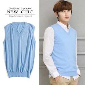 Cashmere cotton blended knitted sleeveless sweater men 2026 autumn winter classic v-neck pullovers vest pull homme2026