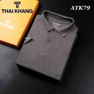 Áo thun nam cổ bẻ classic thêu vai thêu túi vải thun mềm đẹp ATK7
