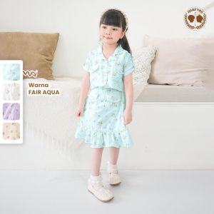MARVES Violet Set Setelan Baju Rok Anak Perempuan Korean Style Bahan Crinkle Usia 2 Hingga 14 Tahun