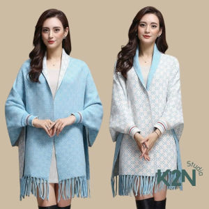 Áo khoác choàng nữ len cashmere phong cách sang trọng thanh lịch