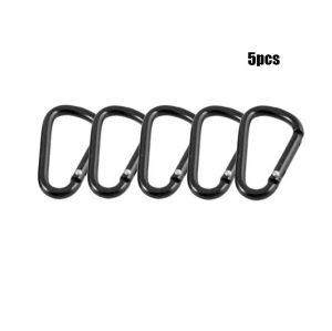 GS 1/5/10pcs black color  Nhôm màu đen Trang thiết bị Móc cắm trại đi bộ đường dài Khóa móc khóa Carabiner hợp  Nút leo núi đen