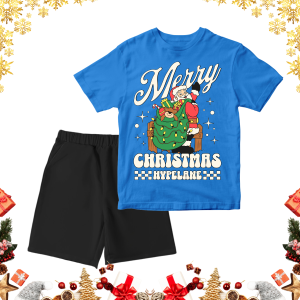 Baju Kaos Setelan Natal Anak Laki Motif Santa Kado Umur 1 - 10 Tahun - Hypelane Kids - DTF