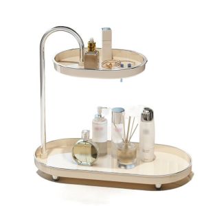 SUTONGXUE Không thấm nước Hộp đựng đồ trang điểm 2 tầng Thanh thép không gỉ Tiết kiệm không gian Giá để mỹ phẩm góc Cứng cáp Đứng tự do Khay đựng đồ để bàn Bàn trang điểm