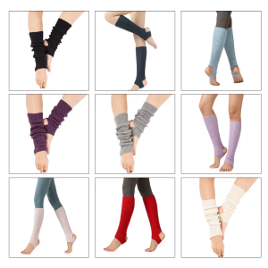 Women Girls Stirrup Leg Warmers Boot Cuffs Ribbed Knit Solid Color Toeless Knee High Socks for Latin Ballet Dance Yoga