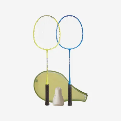 Decathlon Fun Set BR130 AD Lime Blue Adult Badminton racket set