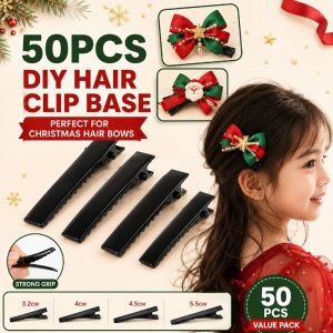50PCS Black Duckbill Hair Clips Alligator Clip Base DIY Hair Bow for Christmas Ribbon Crafts Handmade Hair Accessories