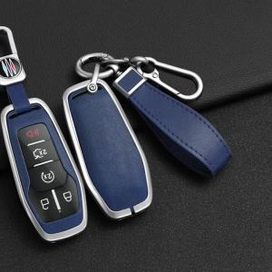 กระเป๋าใส่กุญแจรถยนต์หนัง SDSgMetal สำหรับ Ford Fusion Mondeo Mustang F-150 Explorer Edge ปี 2015 2016 2017 2018 อุปกรณ์ป้องกัน HJO