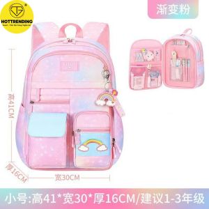 Balo cặp xách cầu vồng đi học tiểu học siêu nhẹ chống gù chống xước chống bẩn chống nước và nhiều ngăn cho bé gái