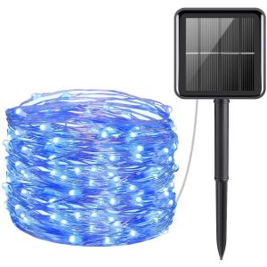 Solar Christmas Lights 100 LED 12M String Light Waterproof Fairy Lights Solar Powered Copper Wire for Christmas Garden Holi Warm, White, RGB