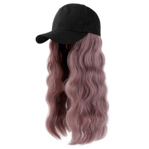 HOMEYOU Summer Daily Breathable Women Natural Female Hair Extension Outdoor Girls Black White Baseball Cap Hair Baseball Cap Curly Hair Wig Heat Resistant Fiber Long Wavy Synthetic Wig