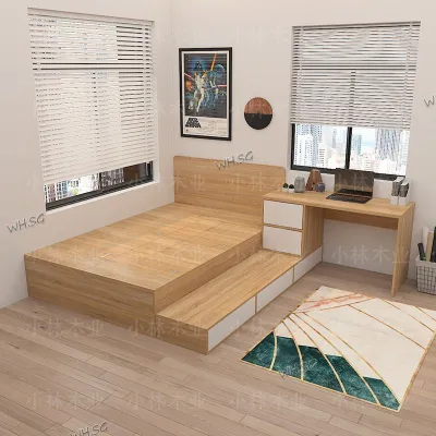 Small Apartment Tatami Bed With Desk High Storage Bag Drawer Bed Platform Bed Modern Simple
