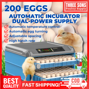 THREE SONS POULTRY SUPPLY Egg Incubator 200 Capacity - Automatic Incubator Dual Power Supply