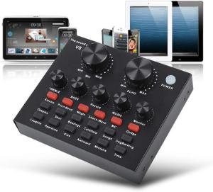 { NY ACC } Sound Card V8 Singing Live Soundcard Mixer External Audio Microphone