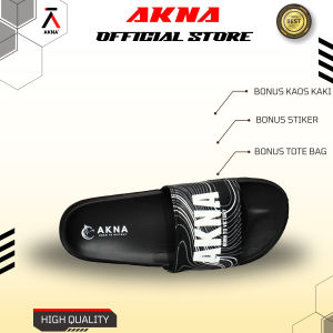 Sandal Slop AKNA BTV MOTIF Pria Wanita Flip Flop-Karet-Import-Black Flower - Hitam