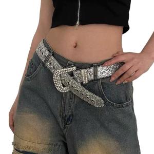 Cool Gothic Waist Chain Casual Belt Studded Waist Ceinture Glittered Belt Studded Blingbling Rhinestones