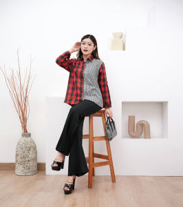 YohenShop Kemeja Wanita Kotak-Kotak / Kemeja Casual / Kemeja Reka / Kemeja Lengan Panjang