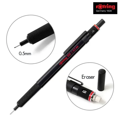 rOtring 300 / 500 High-end Mechanical Pencil Hexagonal body 0.5/2.0 Black Clutch Pencil with Lead Refill for College Drafting Drawing Pen Architecture Engineering School Office