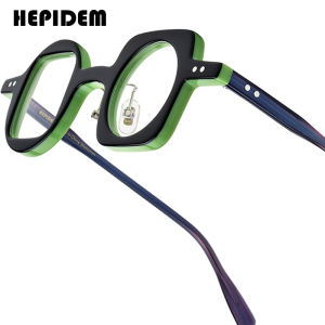 HEPIDEM Acetate Glasses Frame Women Oversize Big Size Round Eyeglasses Japanese Handmade Spectacles Thick Transparent Optical Eyewear 9351