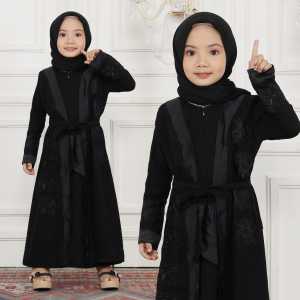 YM deFashion Gamis Anak Abaya Turkey Salwa Jetblack Kids TANPA JILBAB/ Pakaian Muslim Anak / Dress Muslimah anak / Dress Maxi kids / Gamis Modern Anak / Gamis Syari Anak