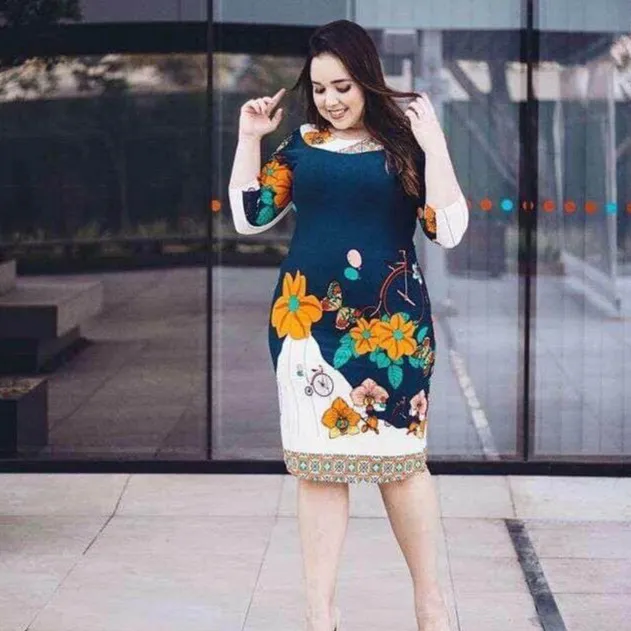 Blue sunflower Leaf women dress casual plus size dress overlap boho  hawaiian midi bodycon dress women korean style elegant fashion dress lace  slim fit
