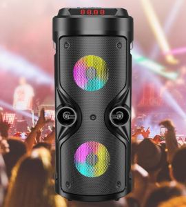 Loa bluetooth A30 kèm 1 micro có dây hát karaoke âm thanh lớn hổ trợ kết nối AUX Thẻ nhớ USB có đèn led Loa kệ sách