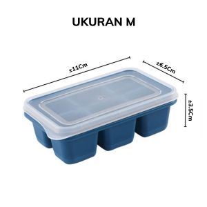 Cetakan Es Batu 6 Kotak Dengan Penutup / Alat Pencetak Puding Agar-Agar Jelly Cokelat Yogurt Anti Pecah / Ice Cube Mold Square Food Grade / Wadah Tempat Cetak 6 Sekat Unik Serbaguna - GP Mall