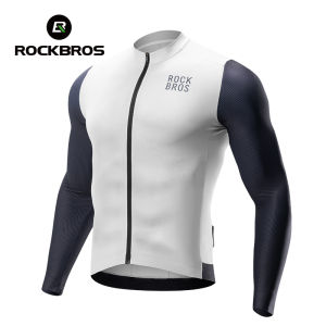 ROCKBROS เสื้อยืดขี่จักรยานชายเสื้อเจอร์ซีย์นักปั่นซิปแขนยาวเรียบระบายอากาศได้ดี MTB ยืดหยุ่นสูงจักรยานเสือหมอบดูดซับเหงื่อ