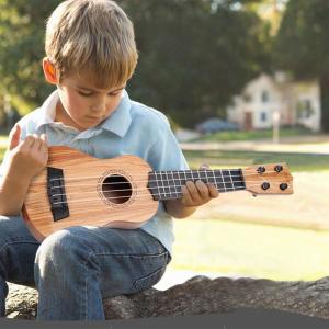 pamelaea 1Pcs Learning Educational Gifts 26 35cm Kids Guitar 4 Strings Musical Instrument With Paddles Simulating Yukrili Musical Toy