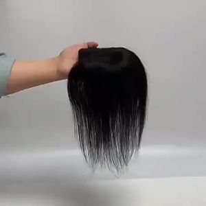 8*11-25cm Insta-Worthy 100% Real Human Hair Boost Volume of Hair Seamless Natural Black and Mocha Brown Topper Cover Thin or White Hair Light Breathable Base for Confidence For Women