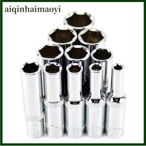 aiqinhaimaoyi 11pcs 1 4-Inch Drive Metric Long Chrome Socket Set 6-Point Deep Socket 4-14mm