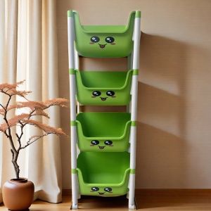 KINGENDSHOP - Rak Roda 4 Susun & 3 Susun Rak Serbaguna Tempat Penyimpanan Mainan dan Makanan