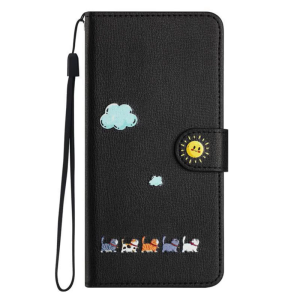 เคสเคสแบบพลิกกลับได้แม่เหล็กทำมือดีไซน์รูปแมวพร้อมฟังก์ชันป้องกันการตก3ช่อง