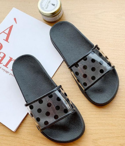 IDEALIFESHOES Sandal Wanita dot pink hitam Korea Sendal Cewek Sandal Wanita Kekinian Selop Karet Sendal Santai Wanita DOT