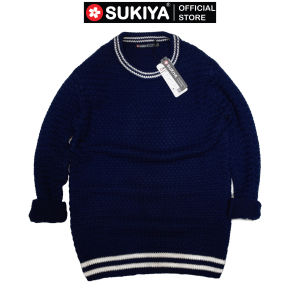 Áo Len Nam Cổ Tròn SUKIYA Chất Chất đẹp dệt họa tiết đen AL27