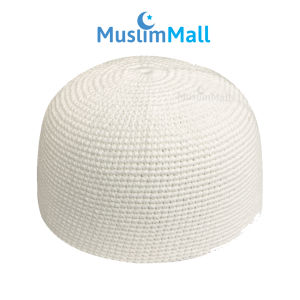 Peci Rajut Yaman Tebal Kopiah Putih Polos Yaman - The Kufi