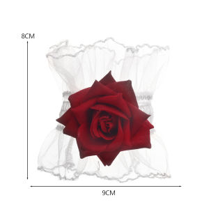 【ดอกเบญจมาศขนาดเล็ก】สายรัดข้อมือดอกกุหลาบกอทิกสร้อยข้อมือสไตล์โกธิคเข้มแขนสีแดงเครื่องประดับรัดข้อมือโลลิต้า