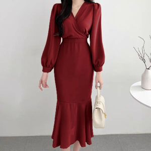 ALMO FASHION [HN] - Longdress Diona / Baju Dress / Dress Wanita Terbaru / Dress Panjang / Baju Wanita / Longdress Korean Style / Dress Lengan Panjang / Gaun Wanita Terbaru / Dres Casual / Korean Dress