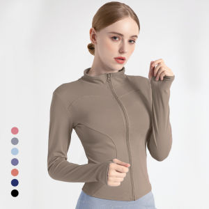 Women Athletic Sport Jacket Slim Fit Long Sleeve Fitness Coat Yoga Tops Sport Outfit With Thumb Holes Gym Jacket Workout Wear