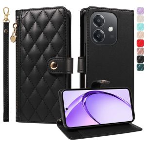 Vỏ nắp lật thời trang khe cắm thẻ ví da gió thơm có khóa kéo từ tính cho Oppo a3x A3 x A3 A5 PRO A17 a17k A18 A38 A15 a15s A57 A58 A60 A77 a77s A78 A79 A98 vỏ điện thoại