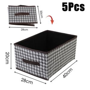 10pcs Foldable Clothes Storage Box Houndstooth Steel Frame Trouser Storage Box High Capacity Washable Clothing Storage Boxes Drawer-Type Multi-Functional Dormitory Clothing Storage Box