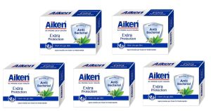 Combo 5 Hộp 120g - Xà Phòng AIKEN Sạch Khuẩn Trà Xanh Dưỡng Ẩm